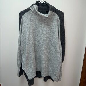 Tribal Colorblock Cowl Neck Sweater Gray & Charcoal Size L